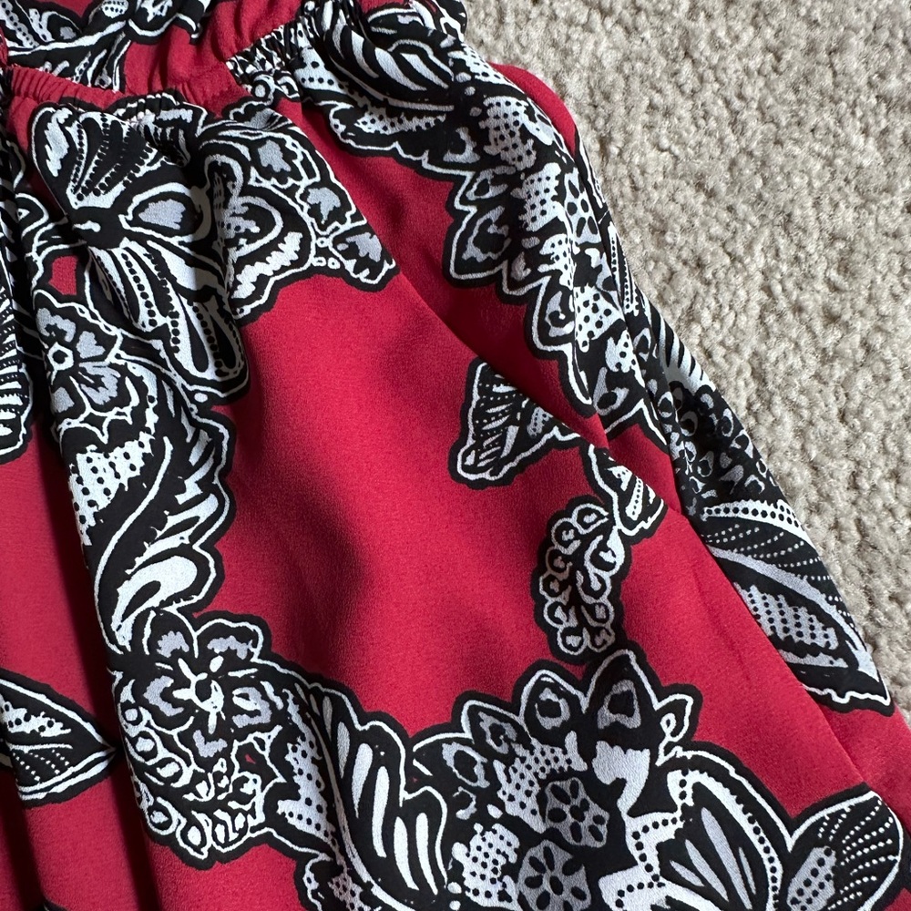 Express Red and Black Patterned Romper - Picture 4 of 4